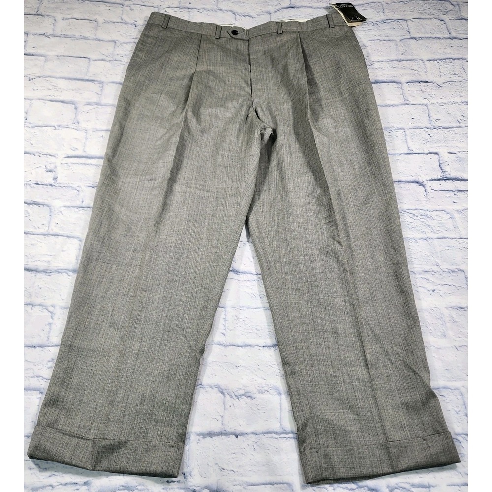 Brandini Le Collezioni MENS 42X30 Pants Wool 100s Gray Old Money Luxury VINTAGE